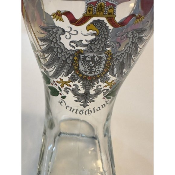 Deutschland German Qualitat WS Hand Made Glass Drinking Boot Gold Rimmed 8” - Picture 5 of 14